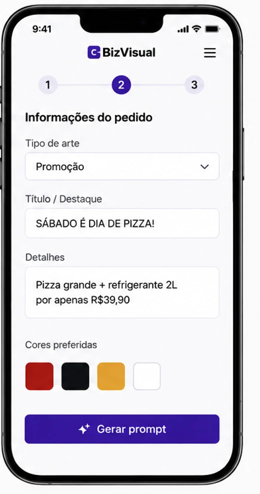 Formulário preenchido com promoção, preço e detalhes